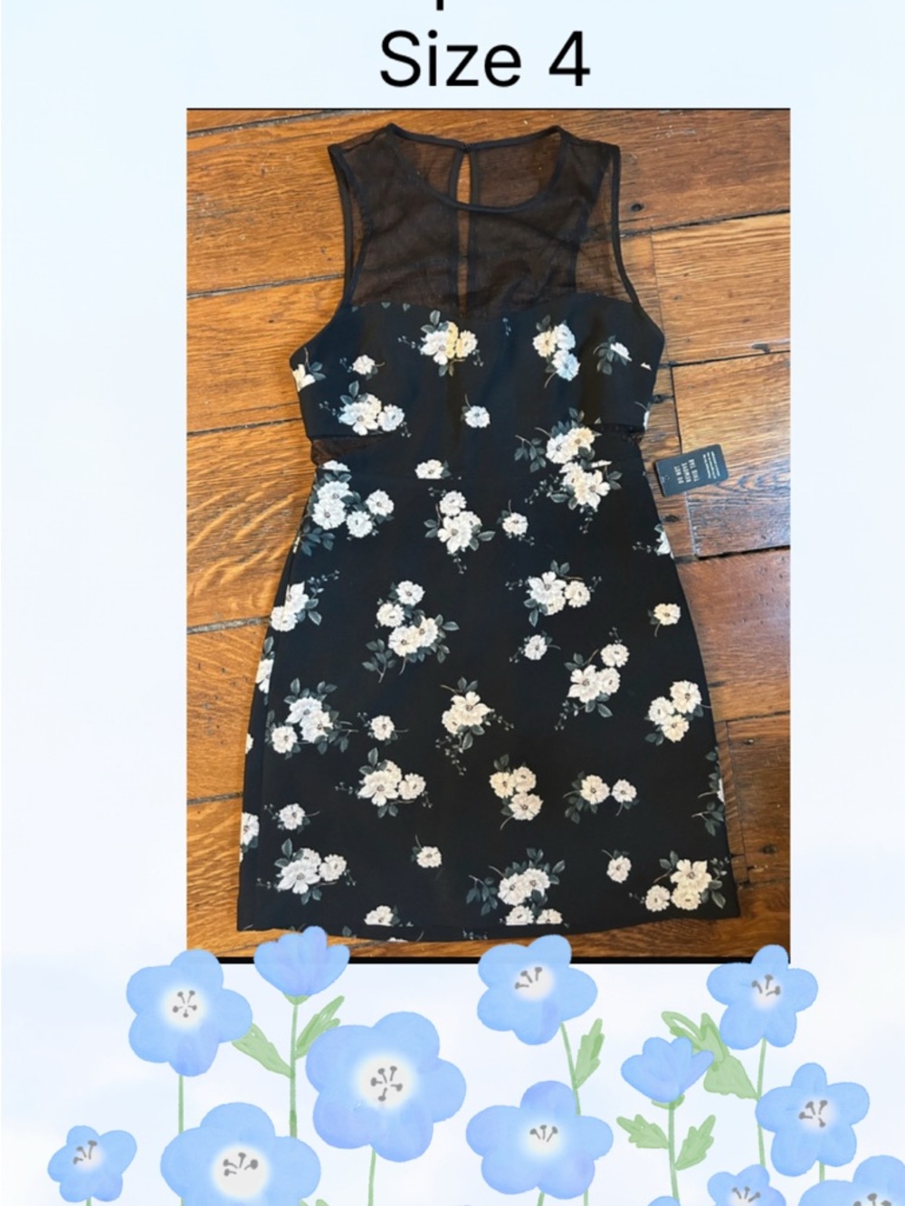 New With Tag Express Black Floral Dress Size 4